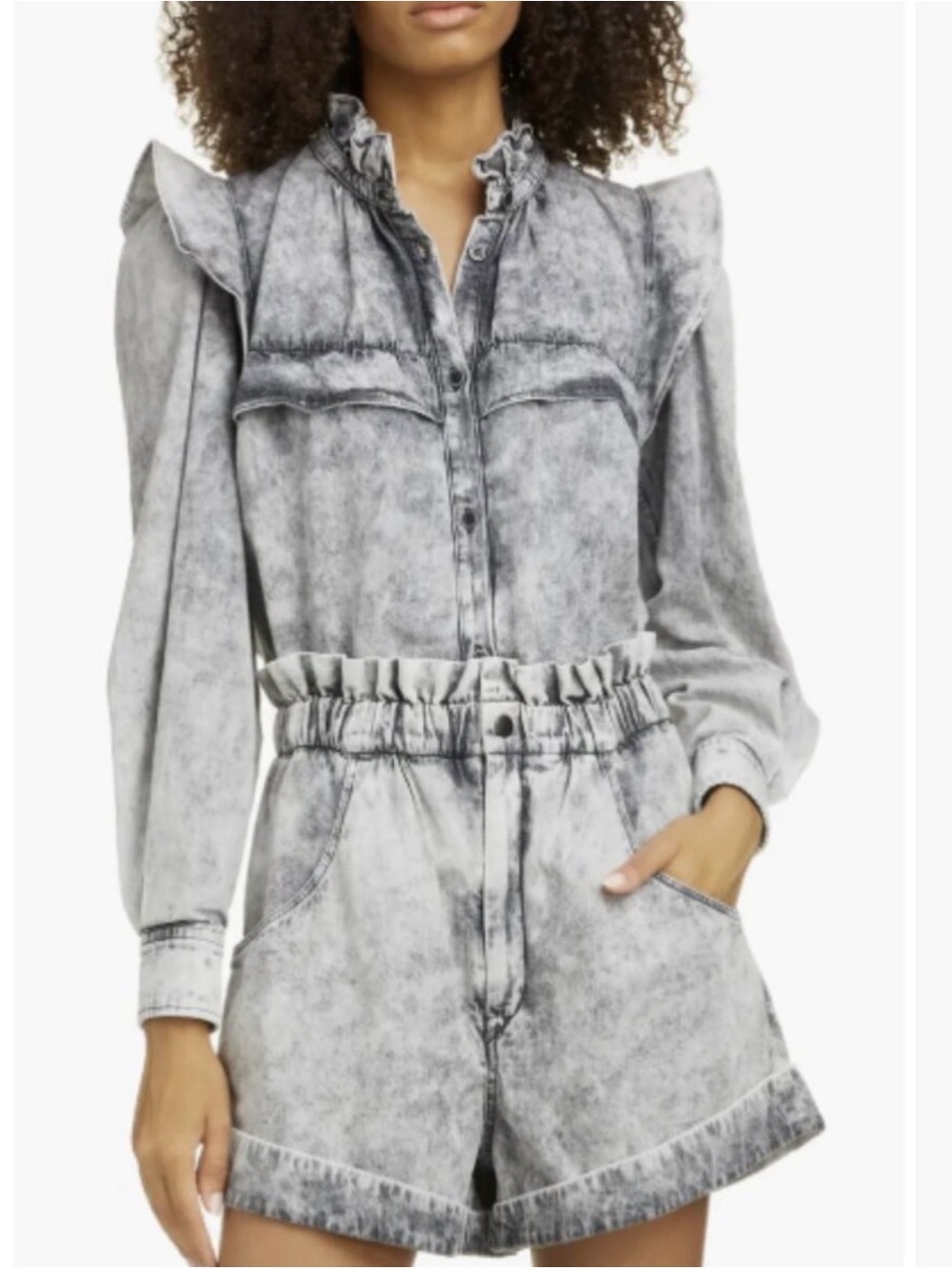 Isabel Marant Light Blue Denim Shirt with Black Buttons